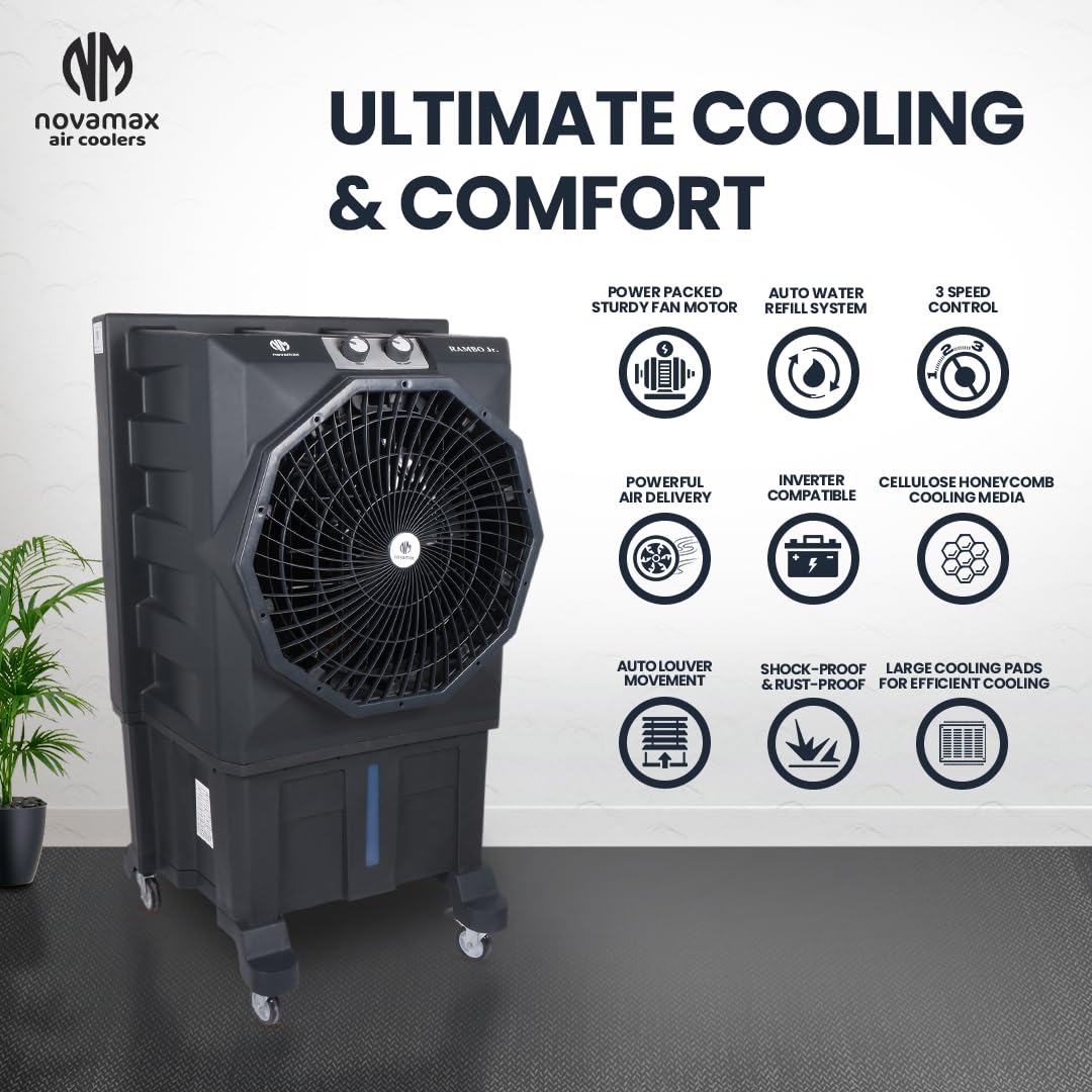 Novamax Rambo Jr 75L Desert Air Cooler Auto Swing