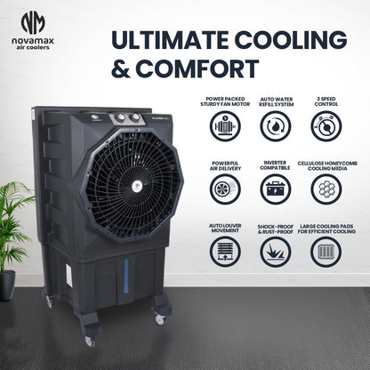 Novamax Rambo Jr 75L Desert Air Cooler Auto Swing