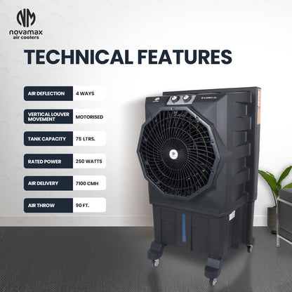 Novamax Rambo Jr 75L Desert Air Cooler Auto Swing